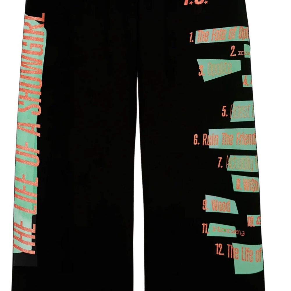Black Graphic Wide-Leg Pants